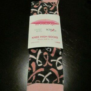 Support the Cure Breast Cancer Knee High Socks Sock Size 9-11